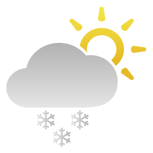 Variable cloudiness, snow falls low
